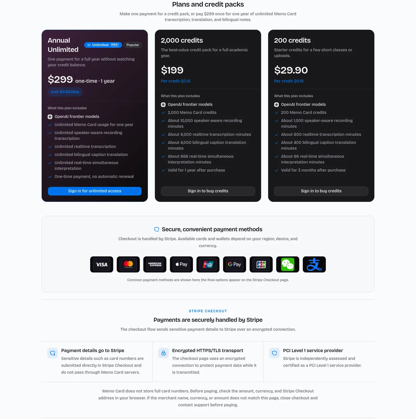 lectmate.com — a real Pricing section