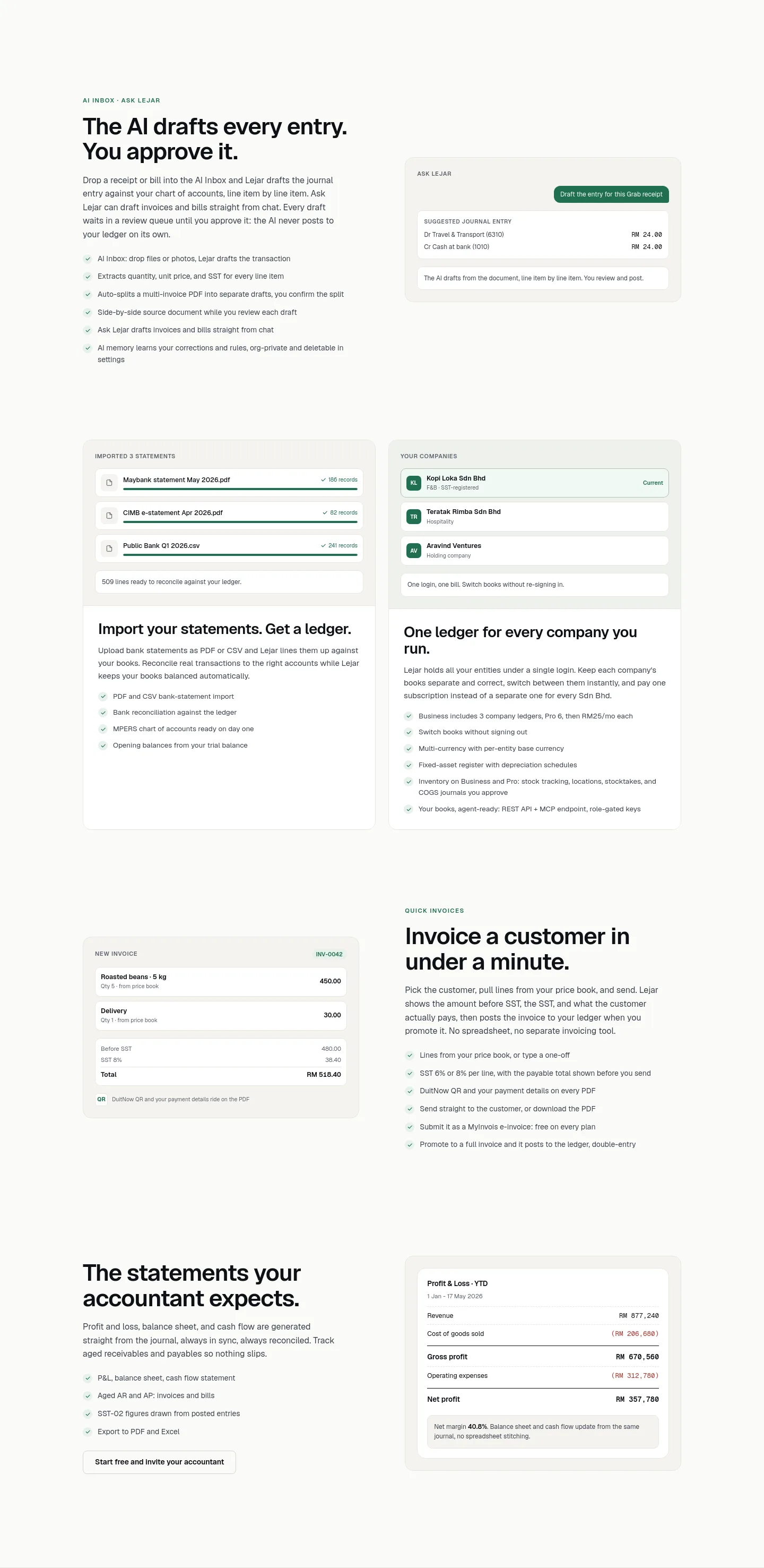 lejar.ai Features section