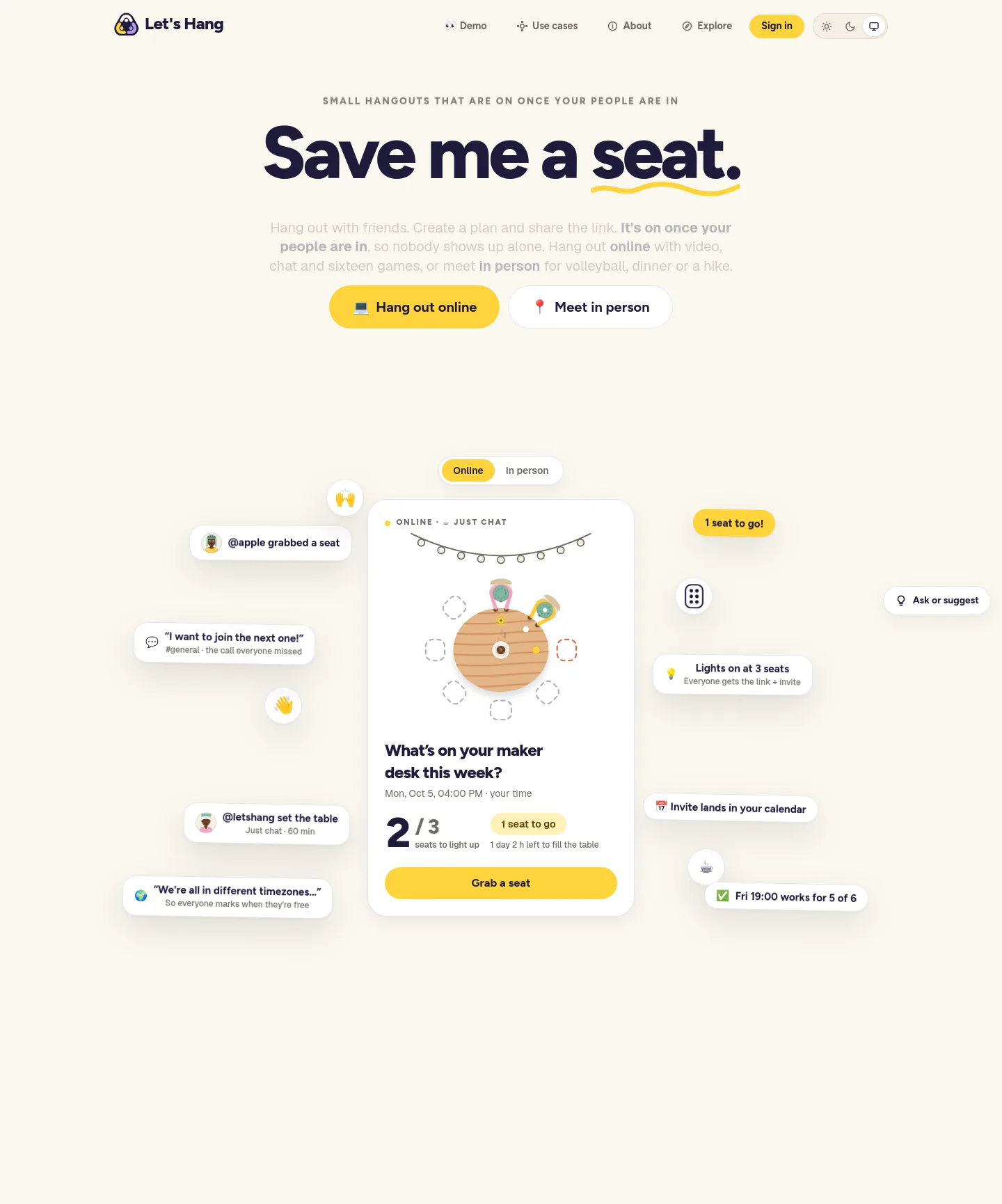 letshang.io — a measured funnel