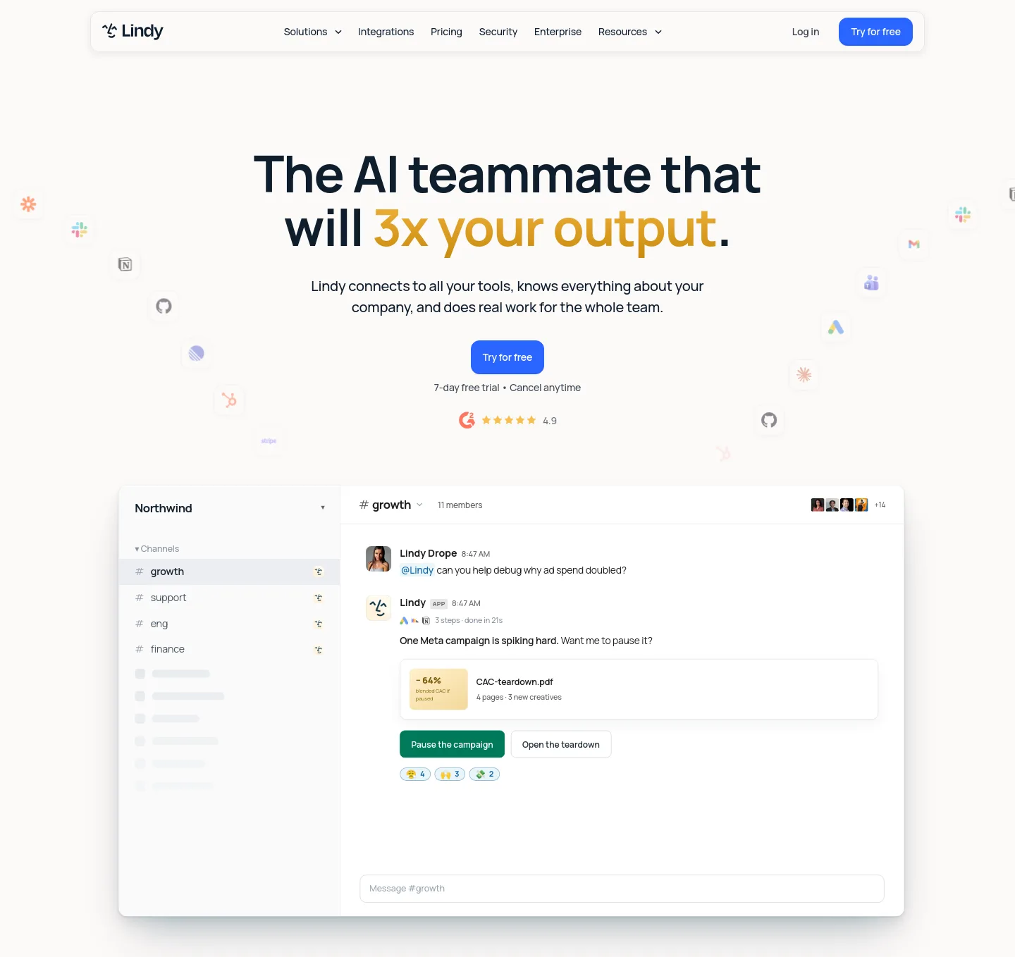 lindy.ai Hero section