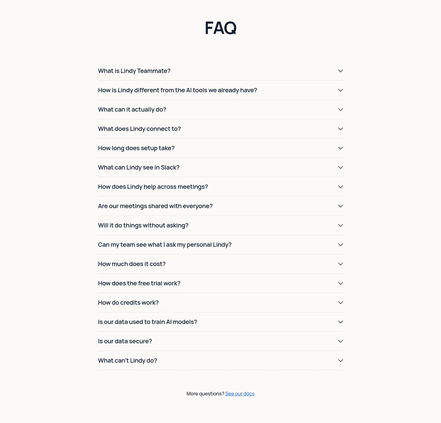 lindy.ai FAQ section