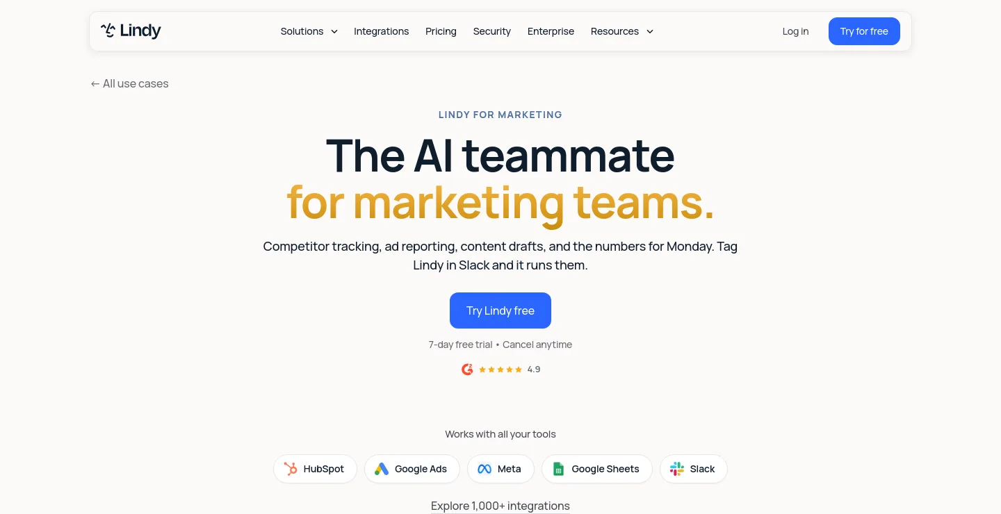 lindy.ai Hero section