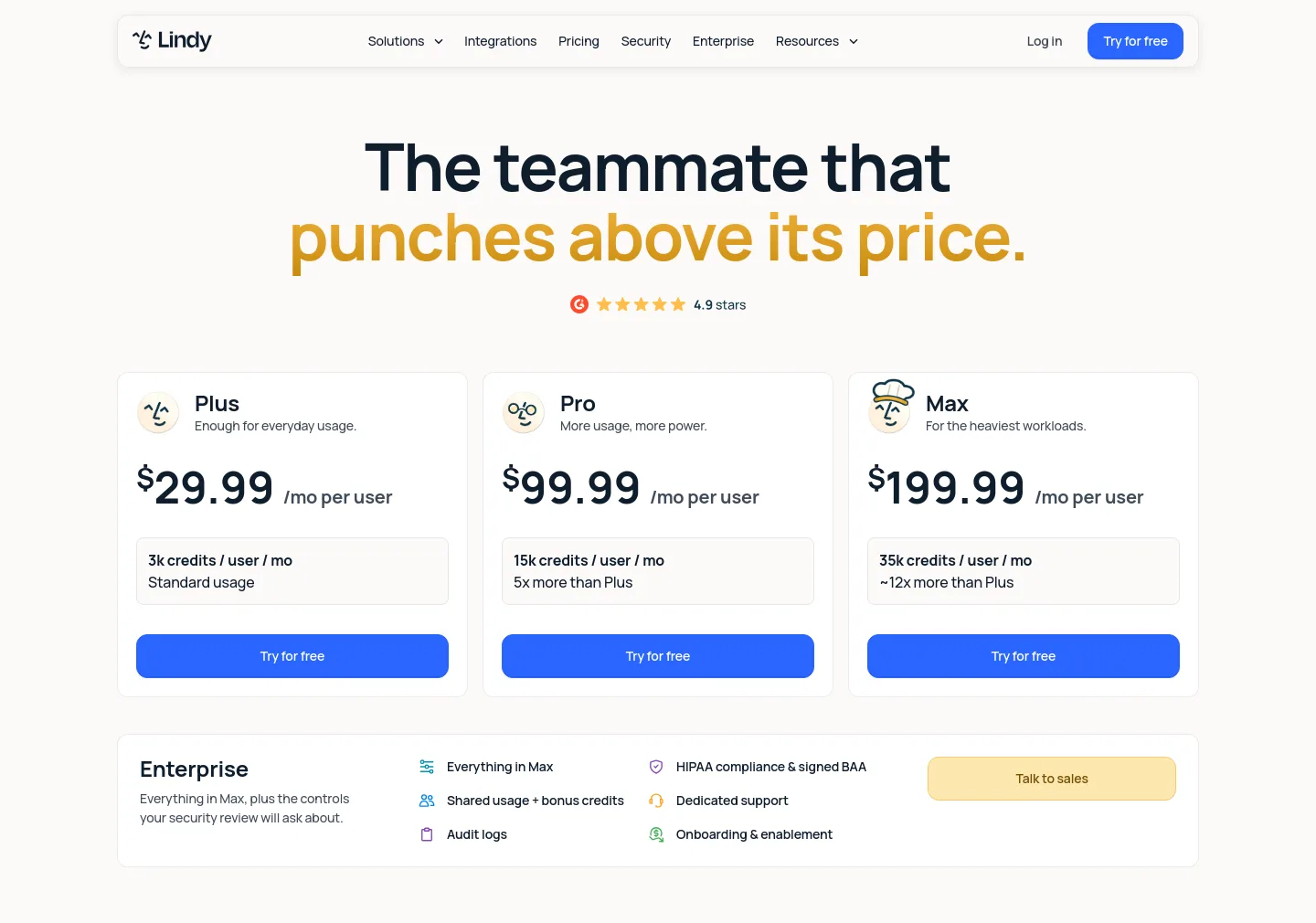 lindy.ai Hero section