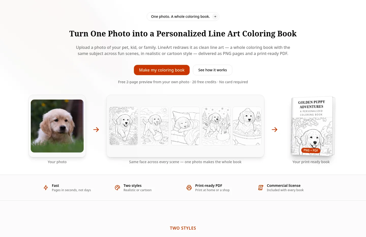 lineart.ai — a real Hero section