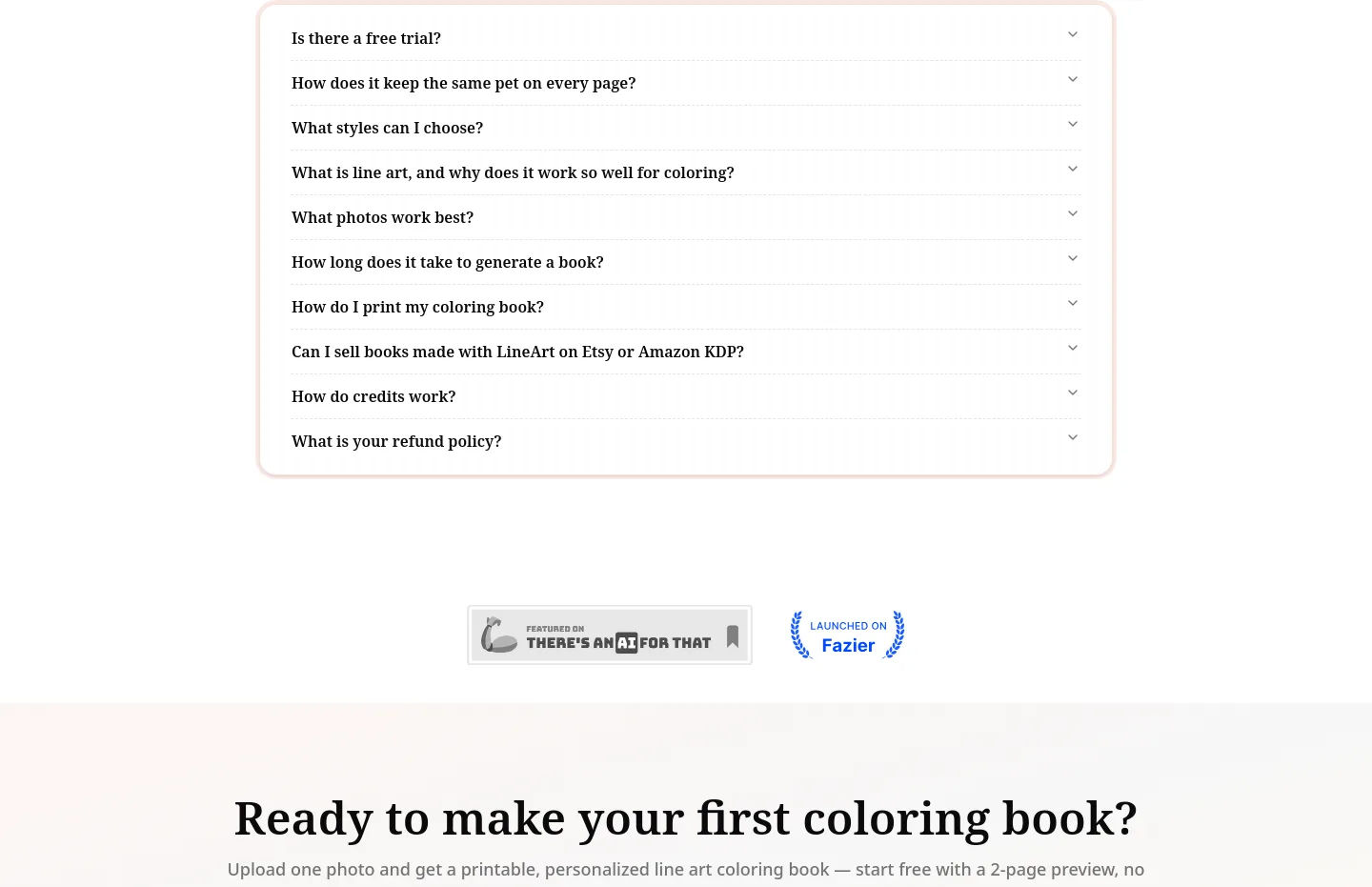 lineart.ai FAQ section
