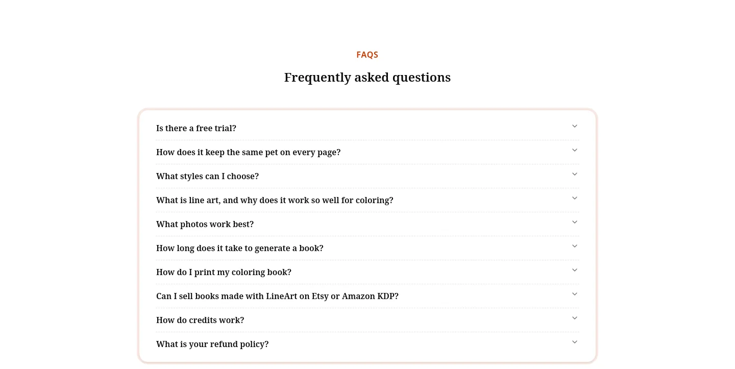 lineart.ai FAQ section