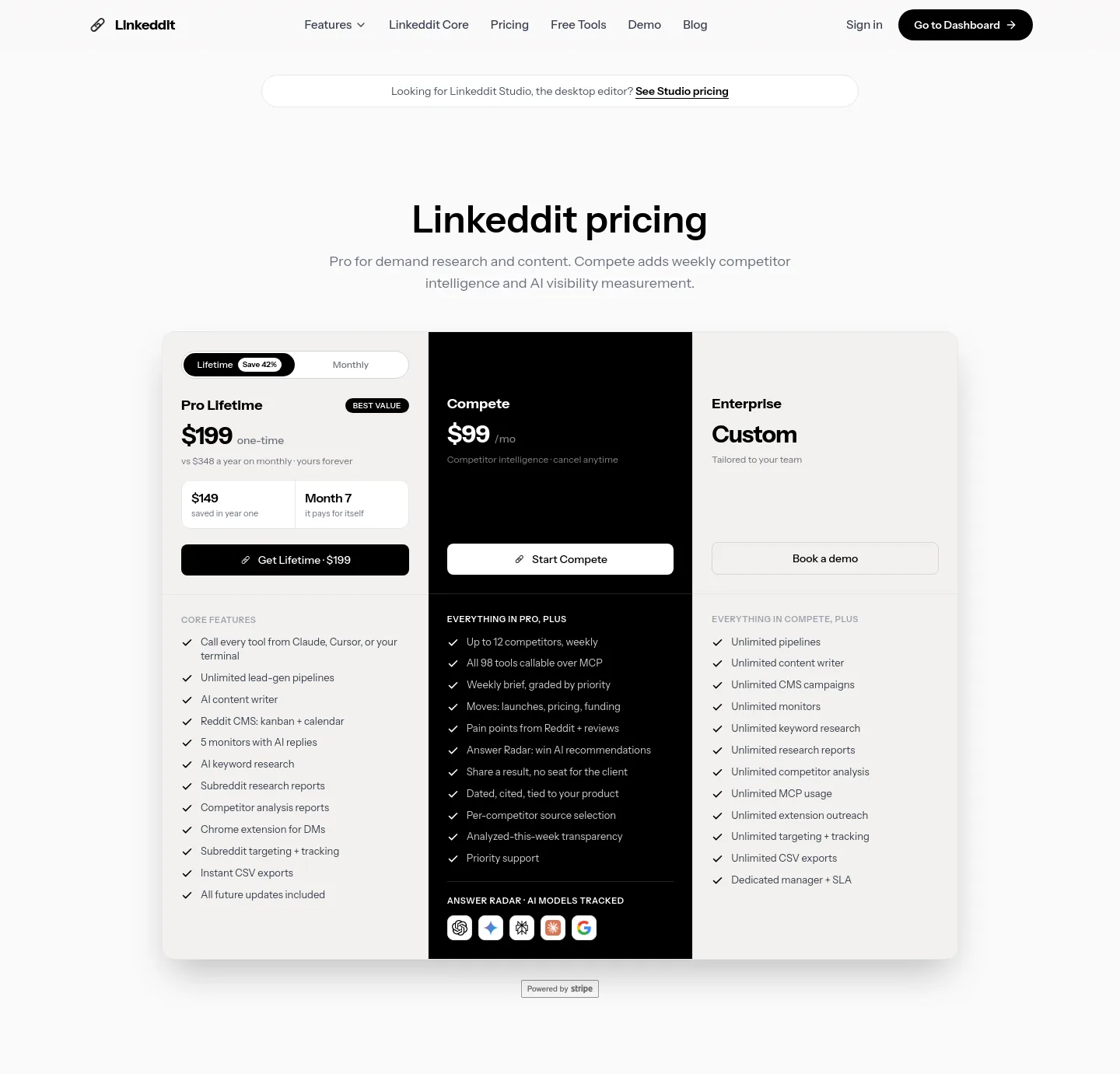 linkeddit.com Hero section
