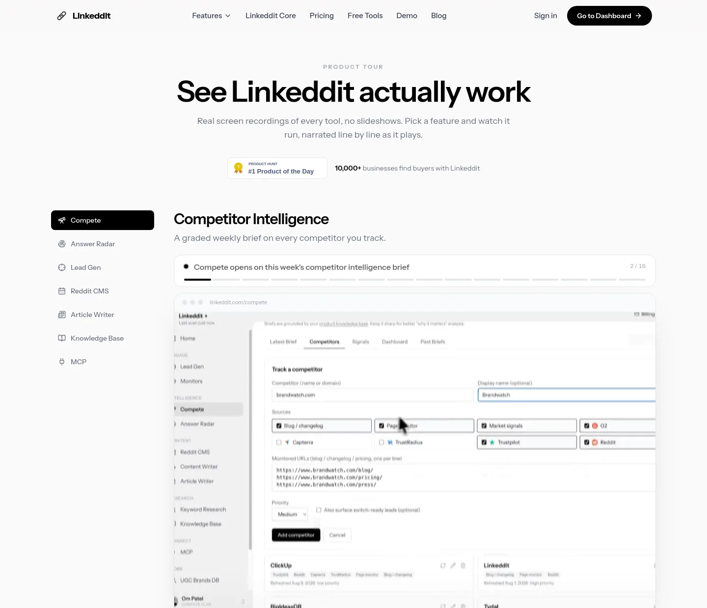linkeddit.com Hero section
