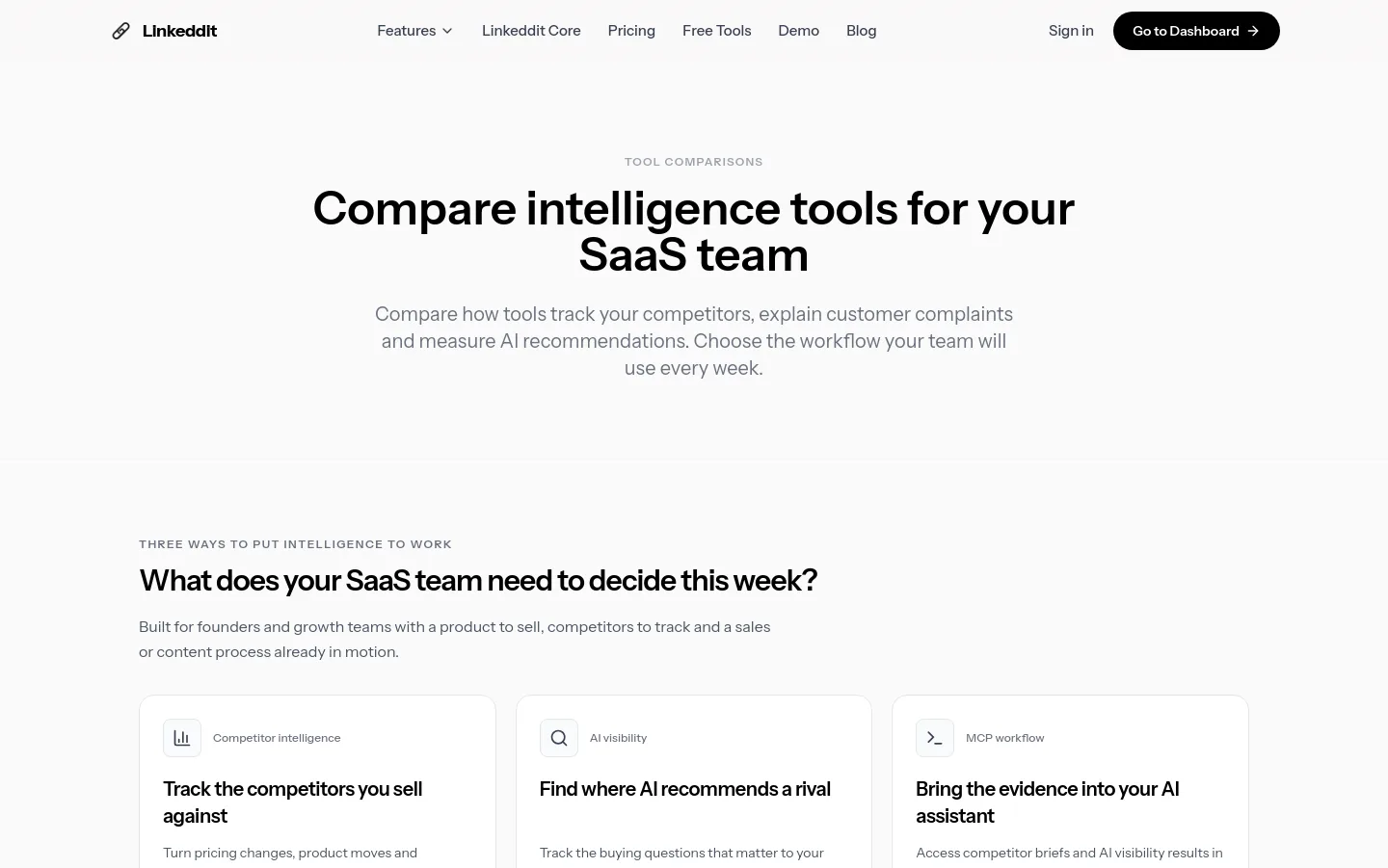 linkeddit.com Hero section