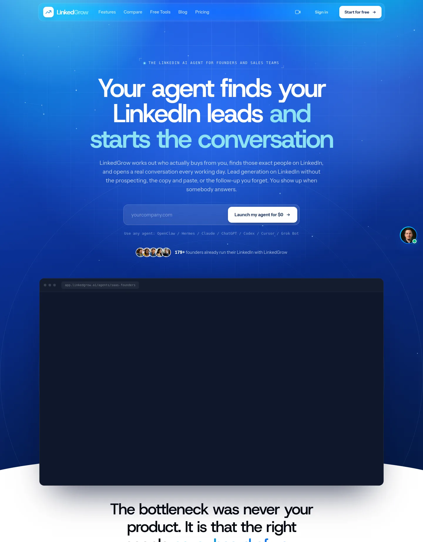 linkedgrow.ai Hero section