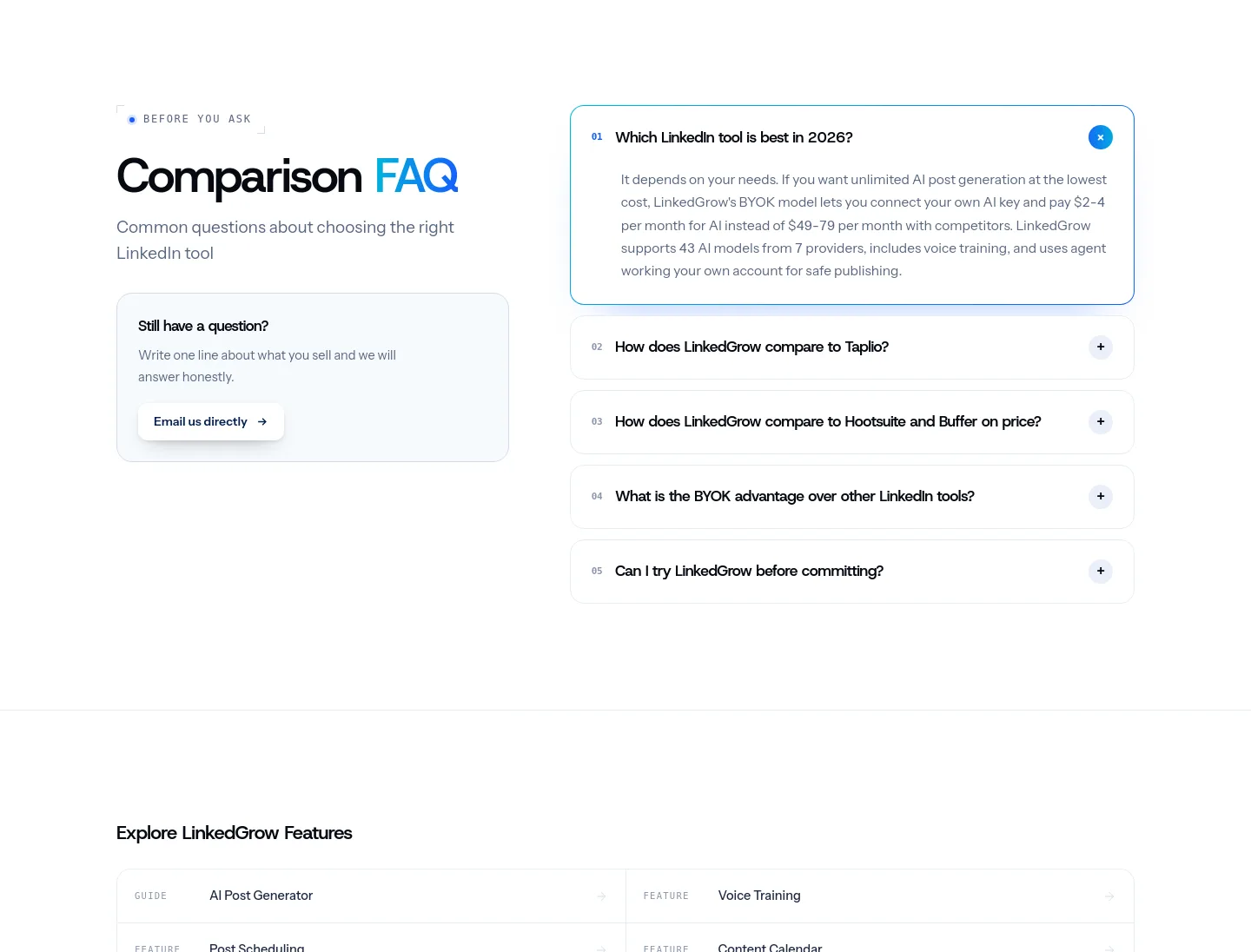 linkedgrow.ai FAQ section