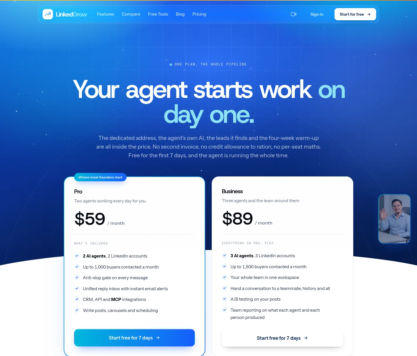 linkedgrow.ai Hero section