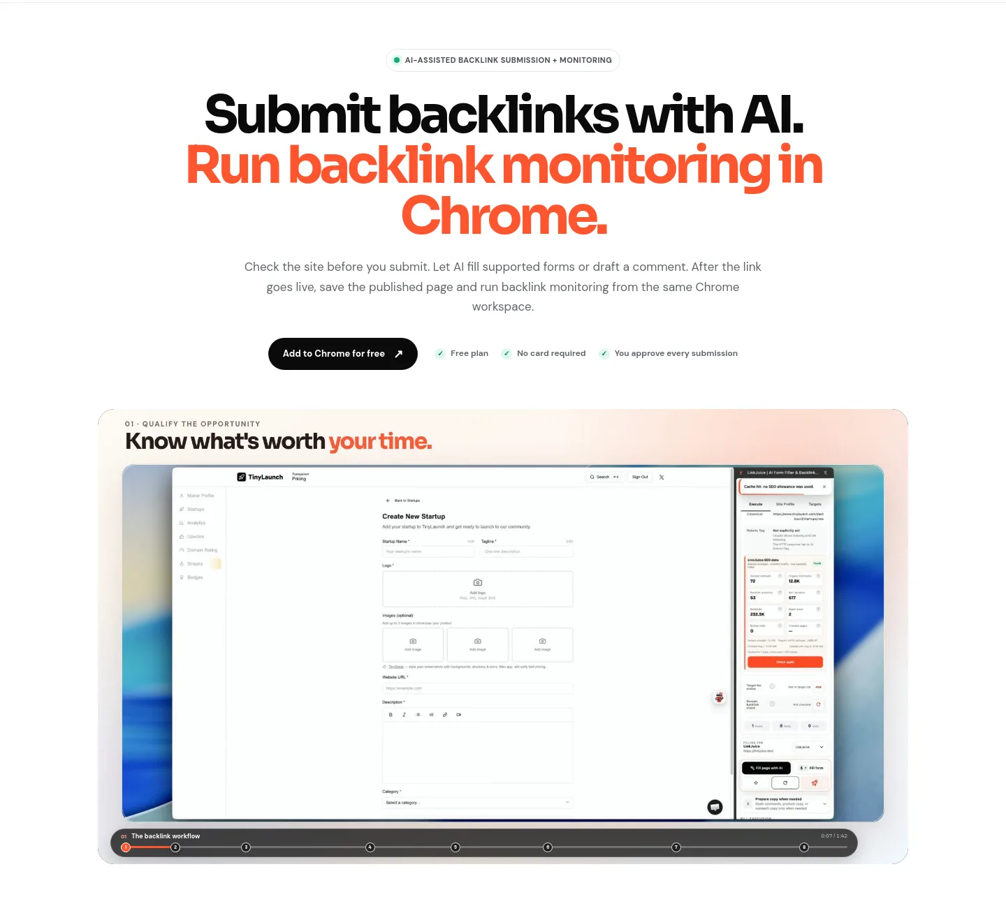 linkjuice.dev — a real Hero section