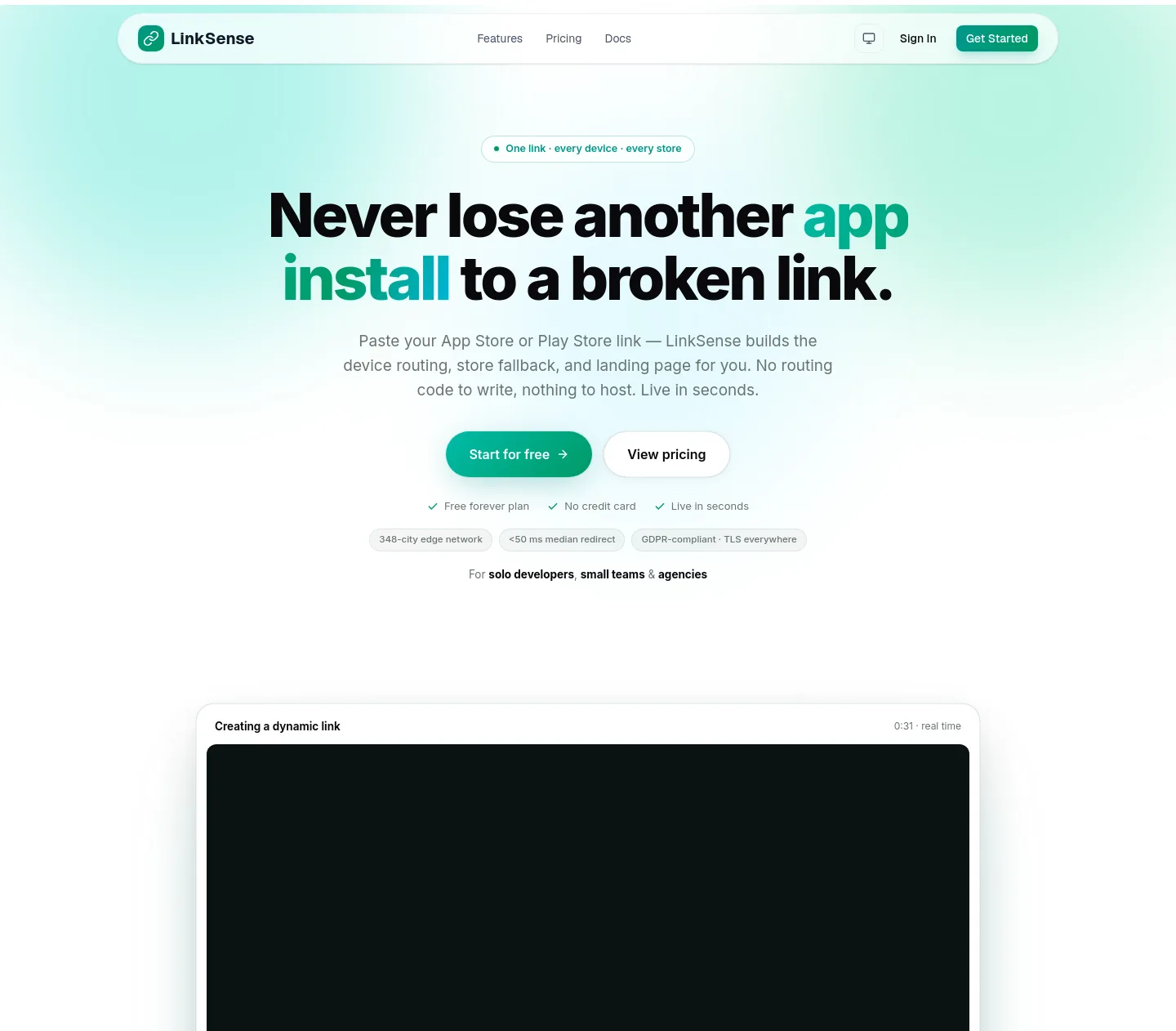 linksense.net — a measured funnel