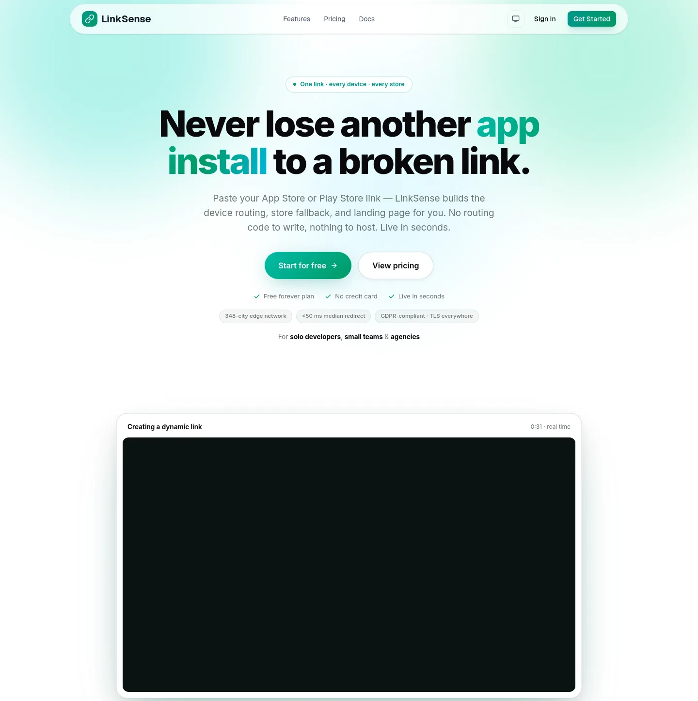 linksense.net Hero section