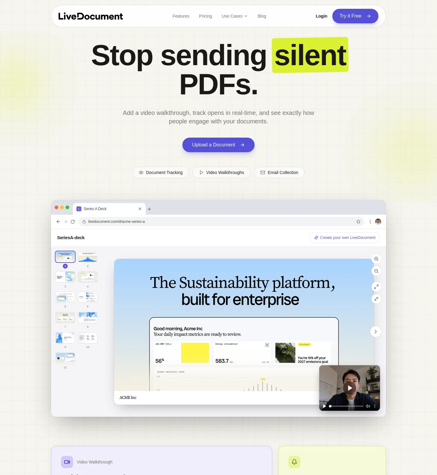livedocument.com — a measured funnel