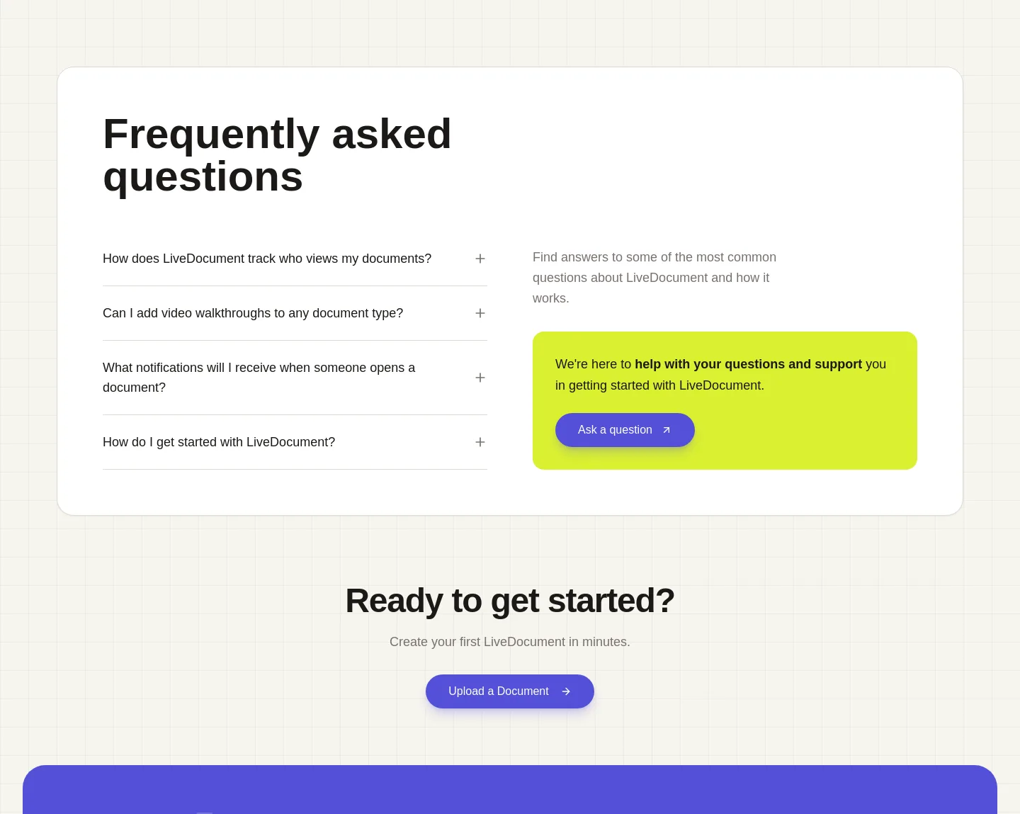 livedocument.com — a real FAQ section