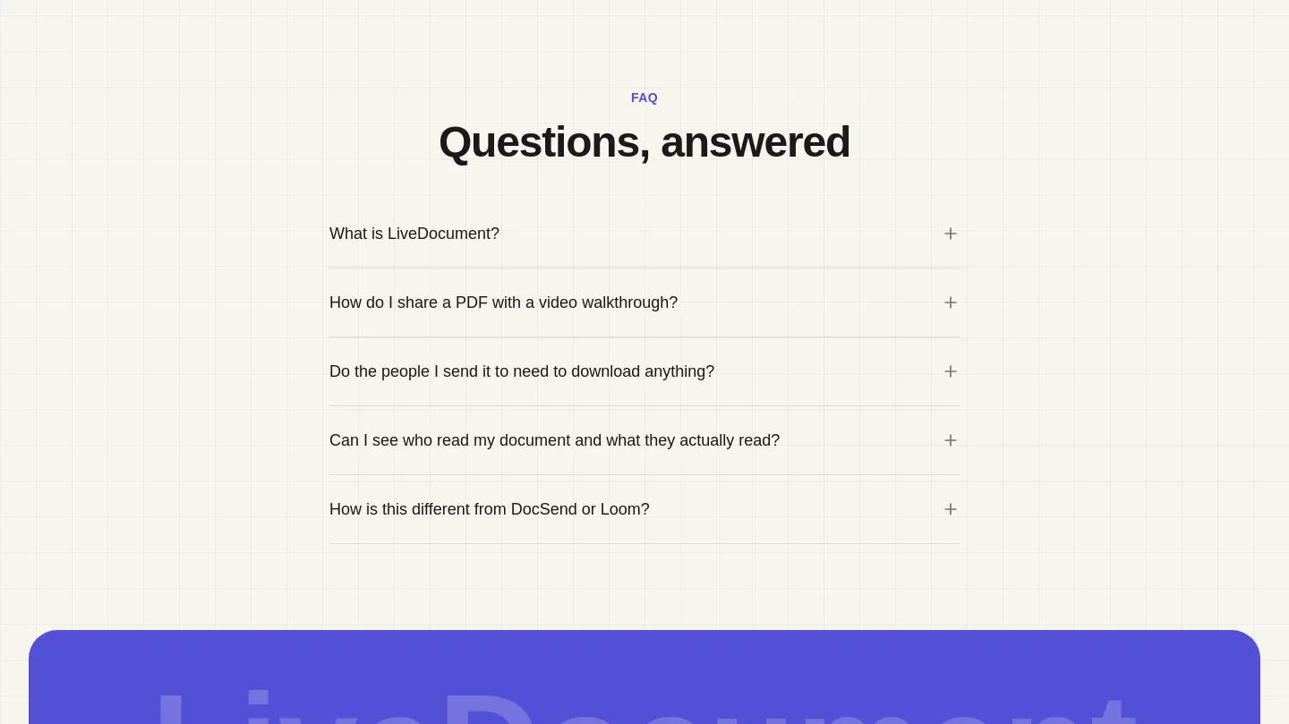 livedocument.com FAQ section