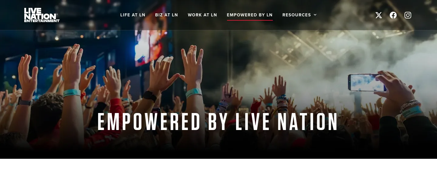 livenationentertainment.com — a real Hero section