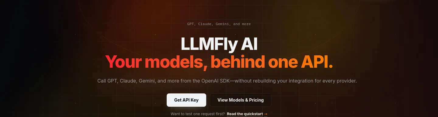 llmfly.ai — a real Hero section