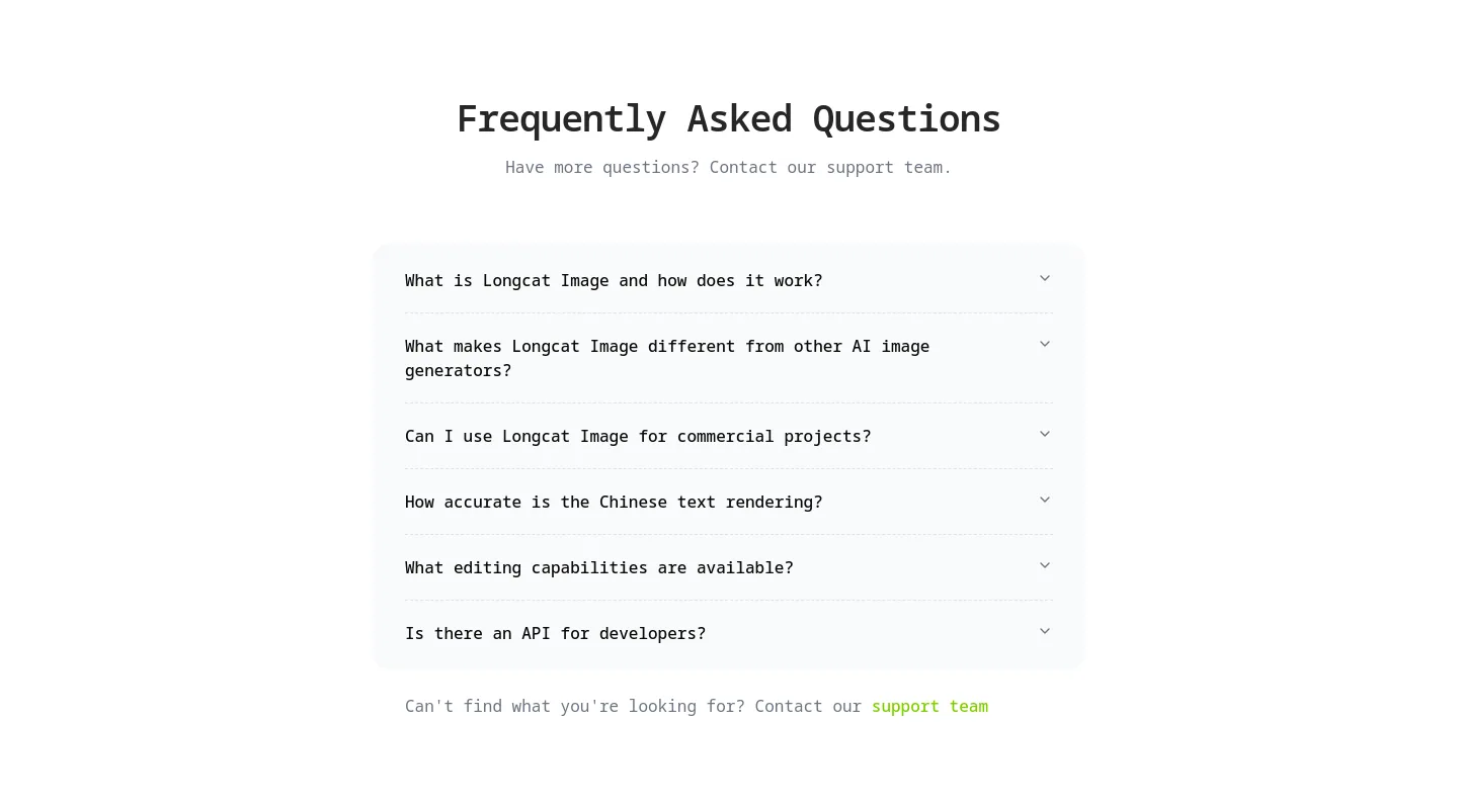 longcat-image.org — a real FAQ section