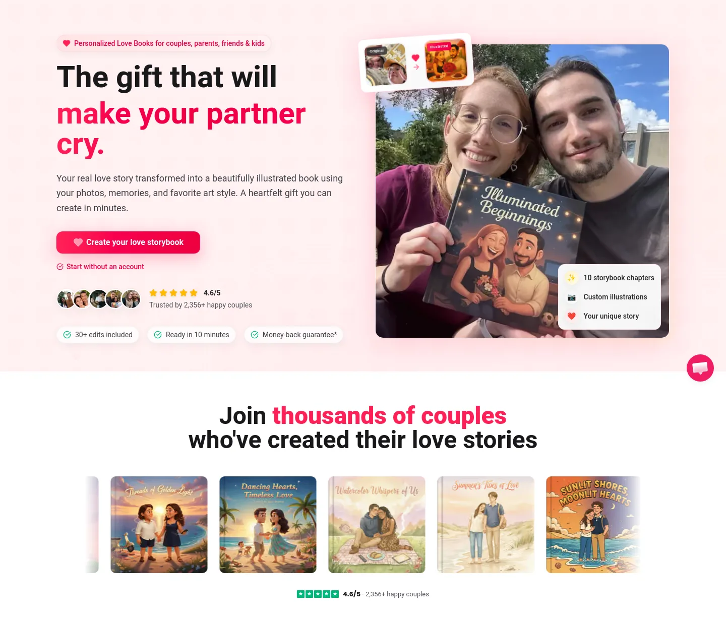 lovetales.ai — a real Hero section