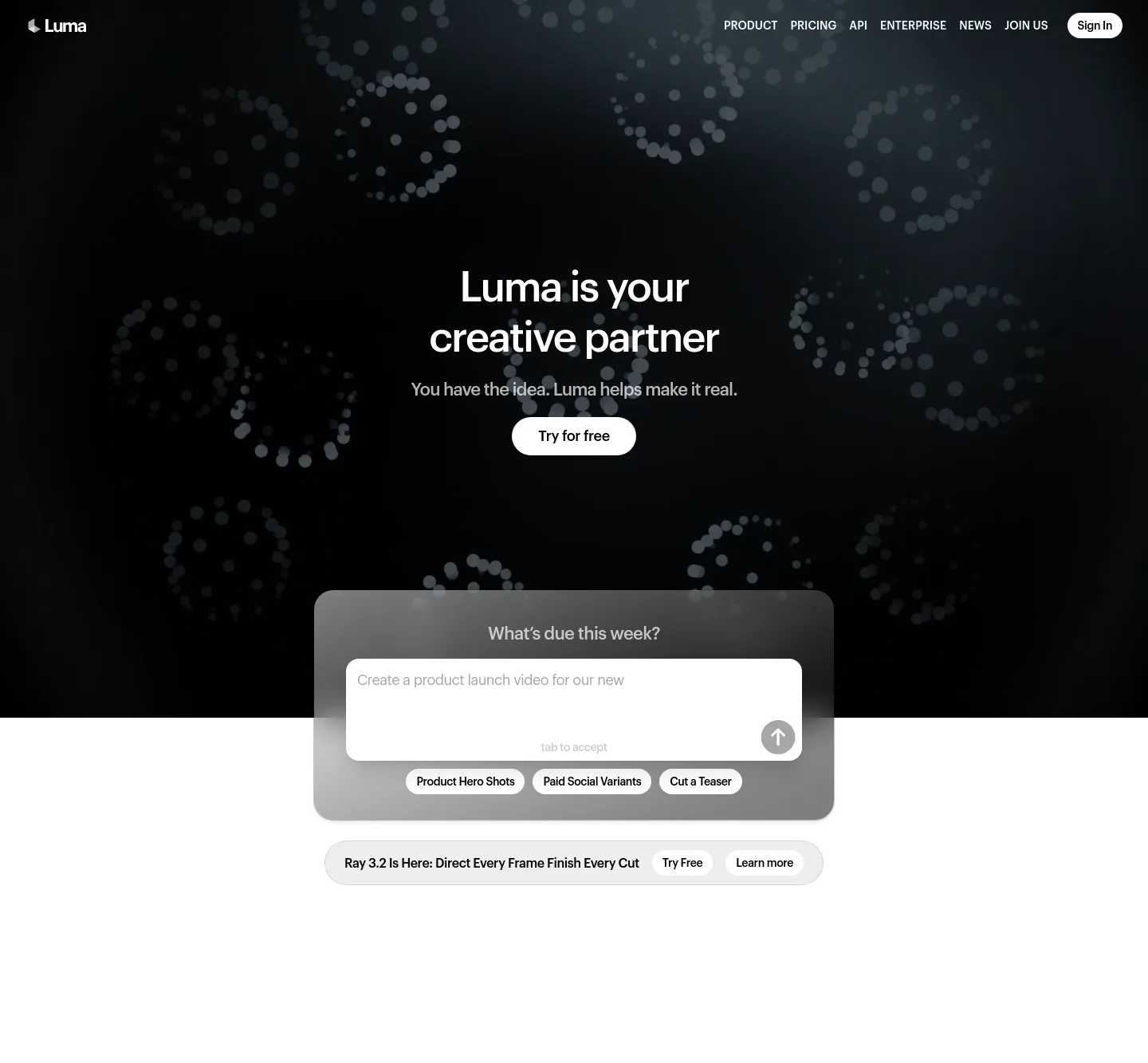 lumalabs.ai — a measured funnel