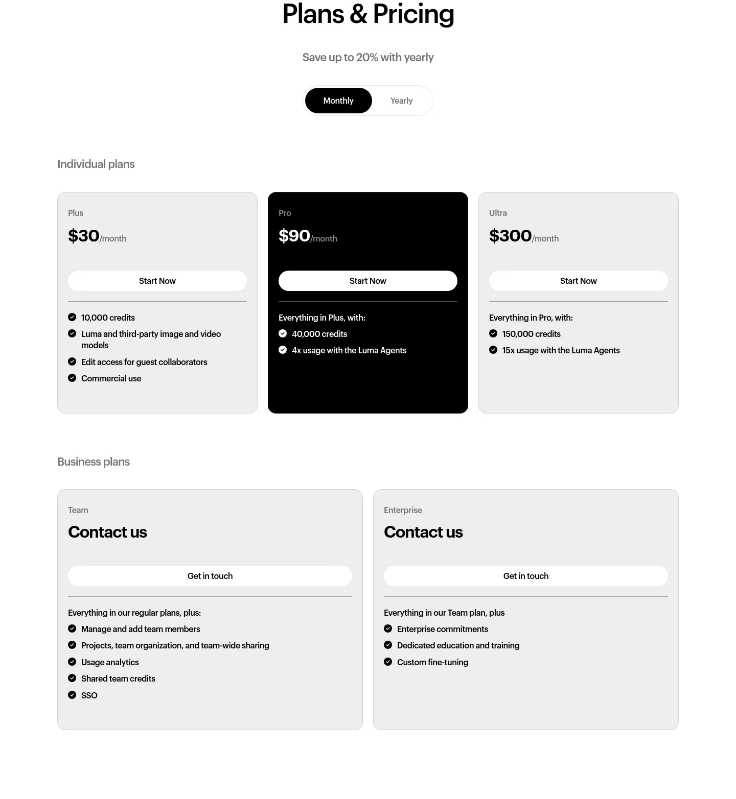 lumalabs.ai — a real Hero section