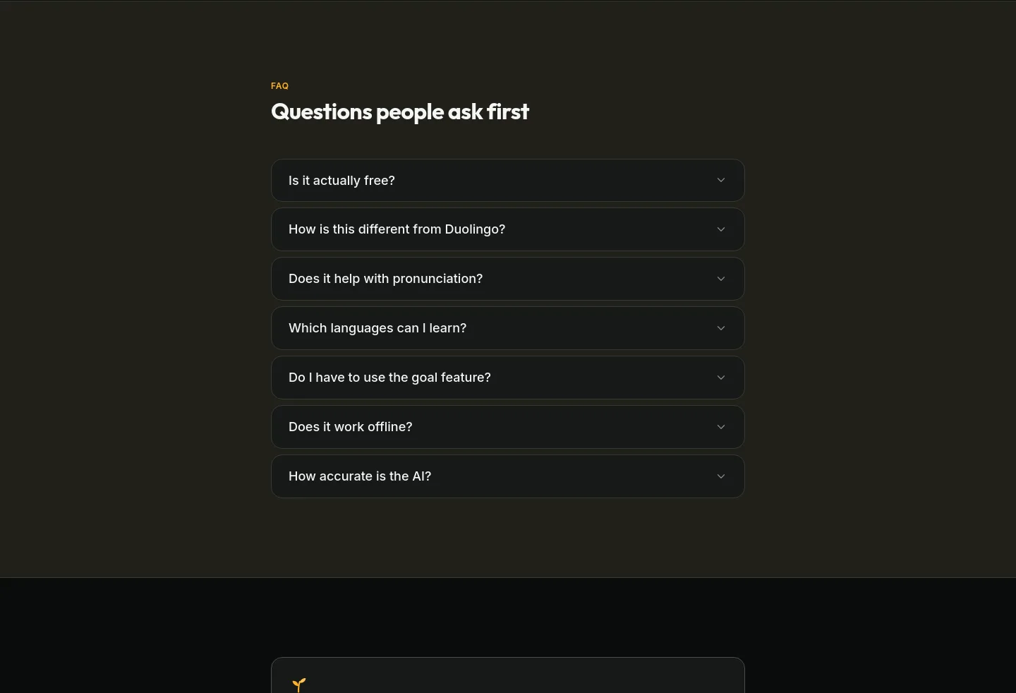 lumilanguage.com — a real FAQ section