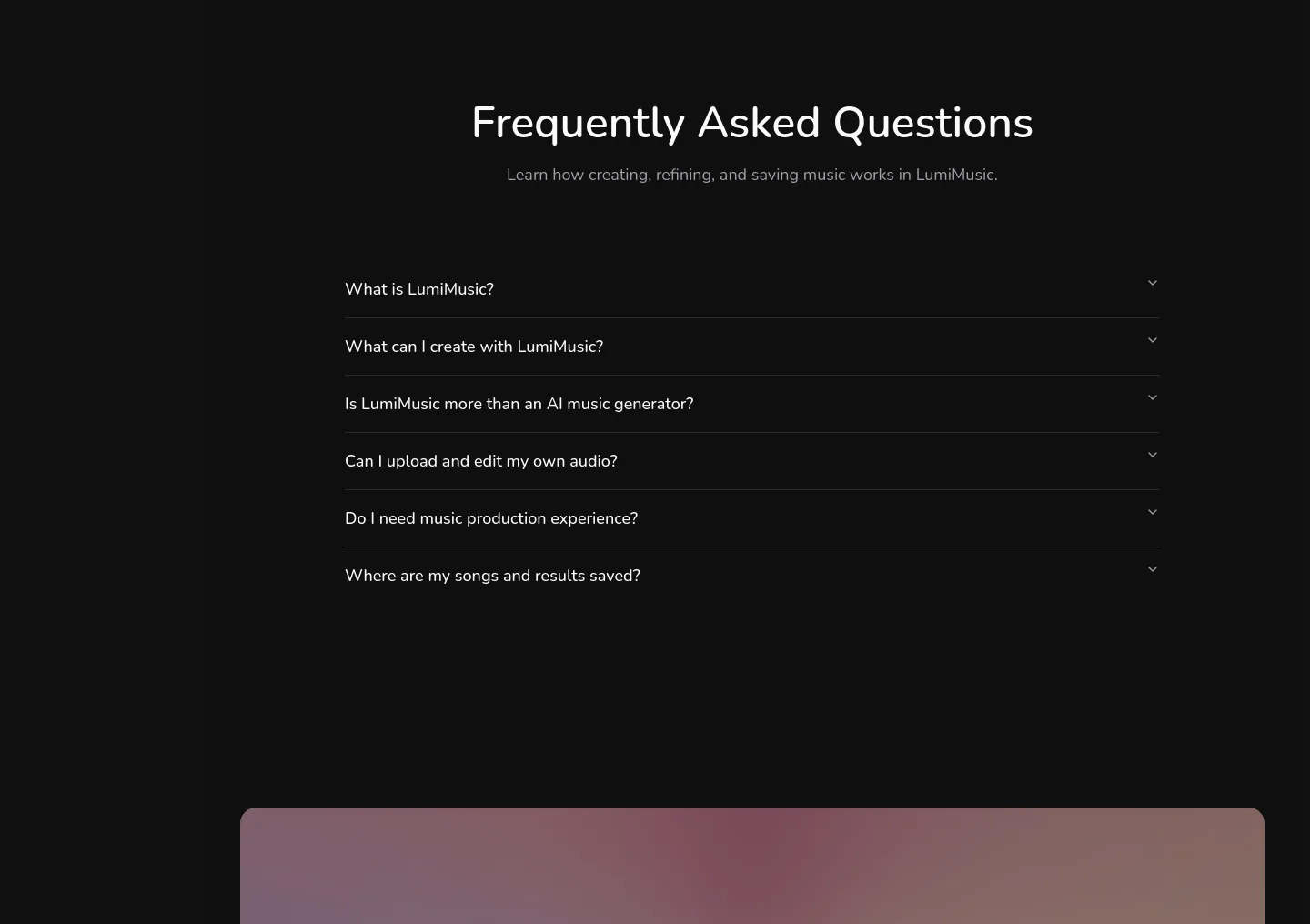 lumimusic.ai FAQ section