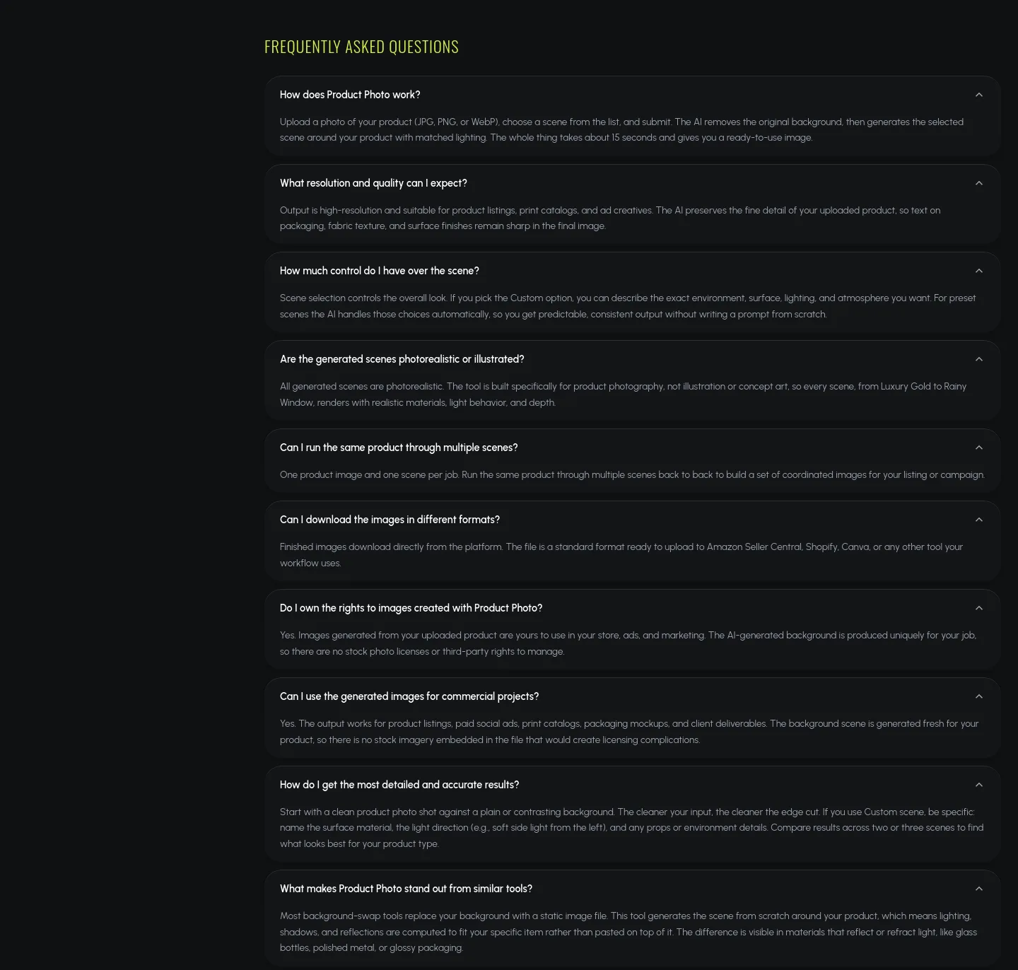 luxoret.com FAQ section