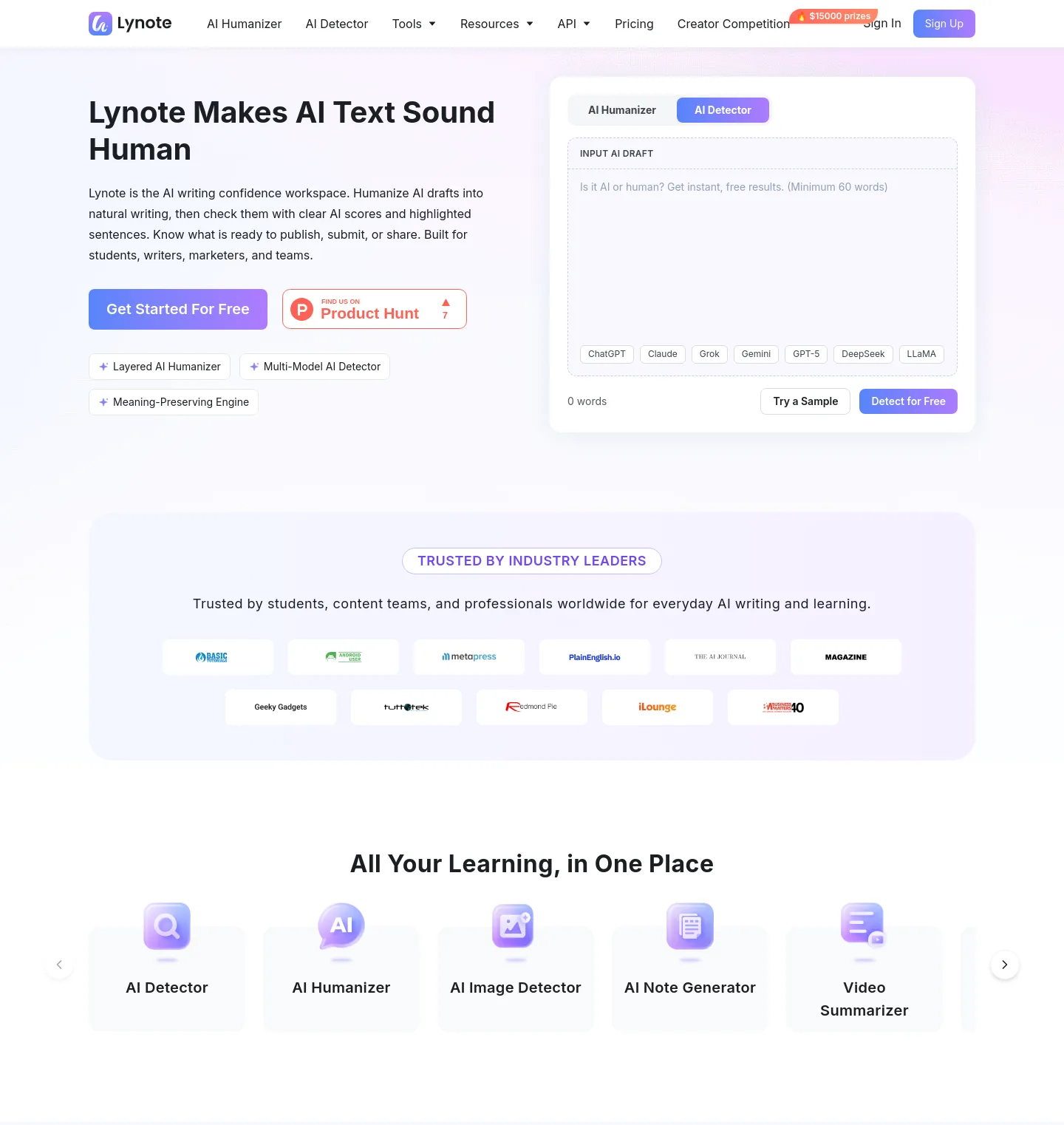 lynote.ai — a measured funnel