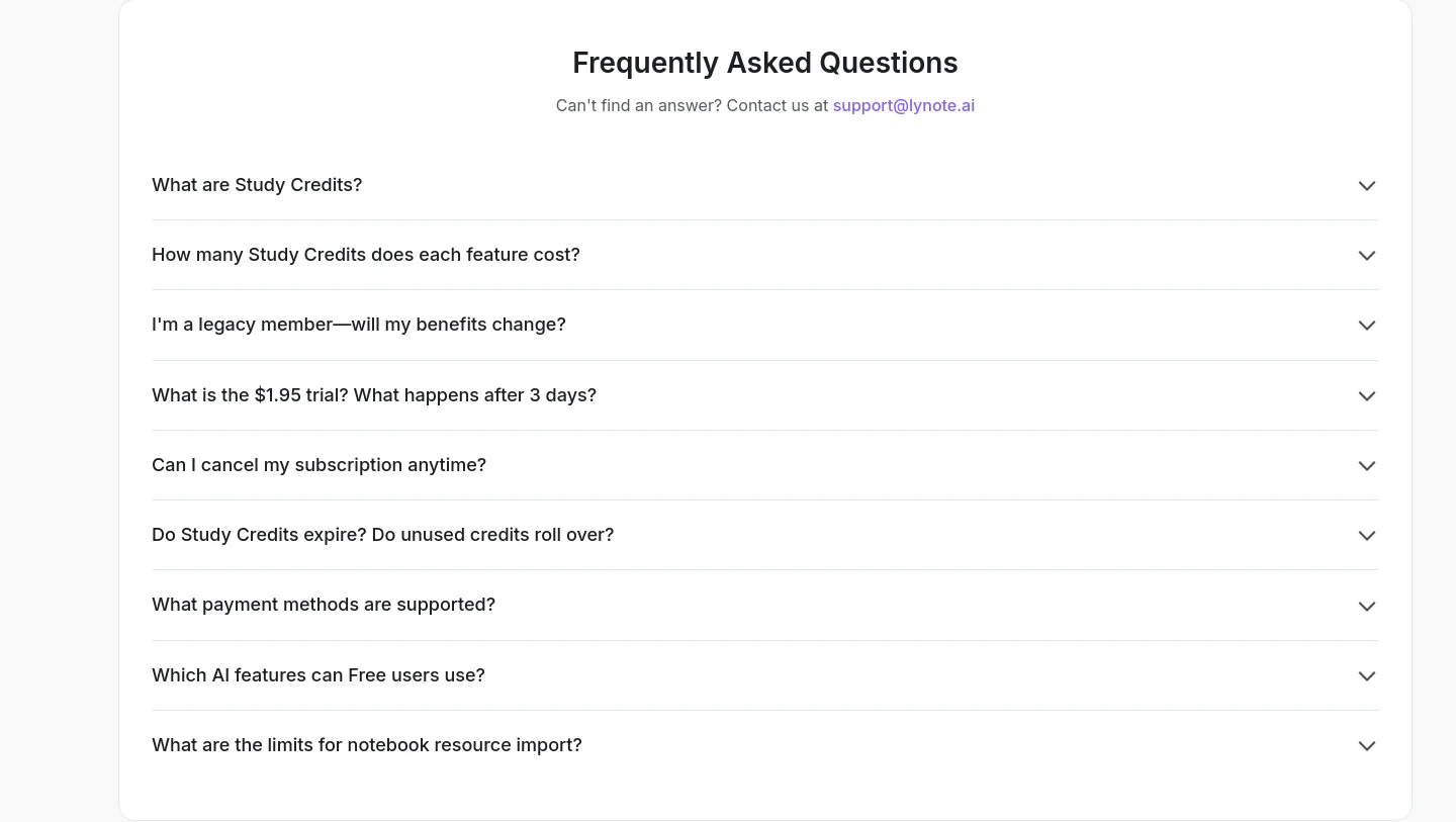 lynote.ai FAQ section