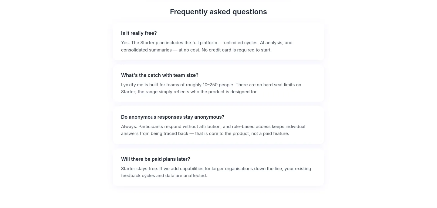 lynxify.me FAQ section