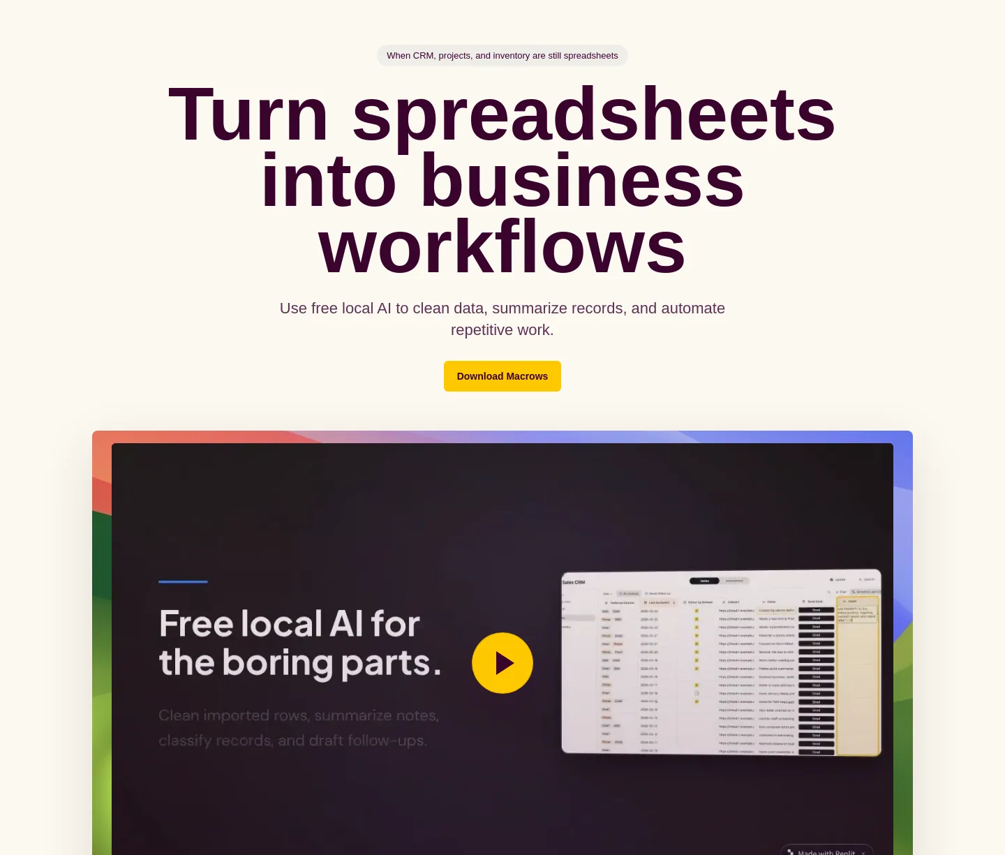 macrows.app — a real Hero section