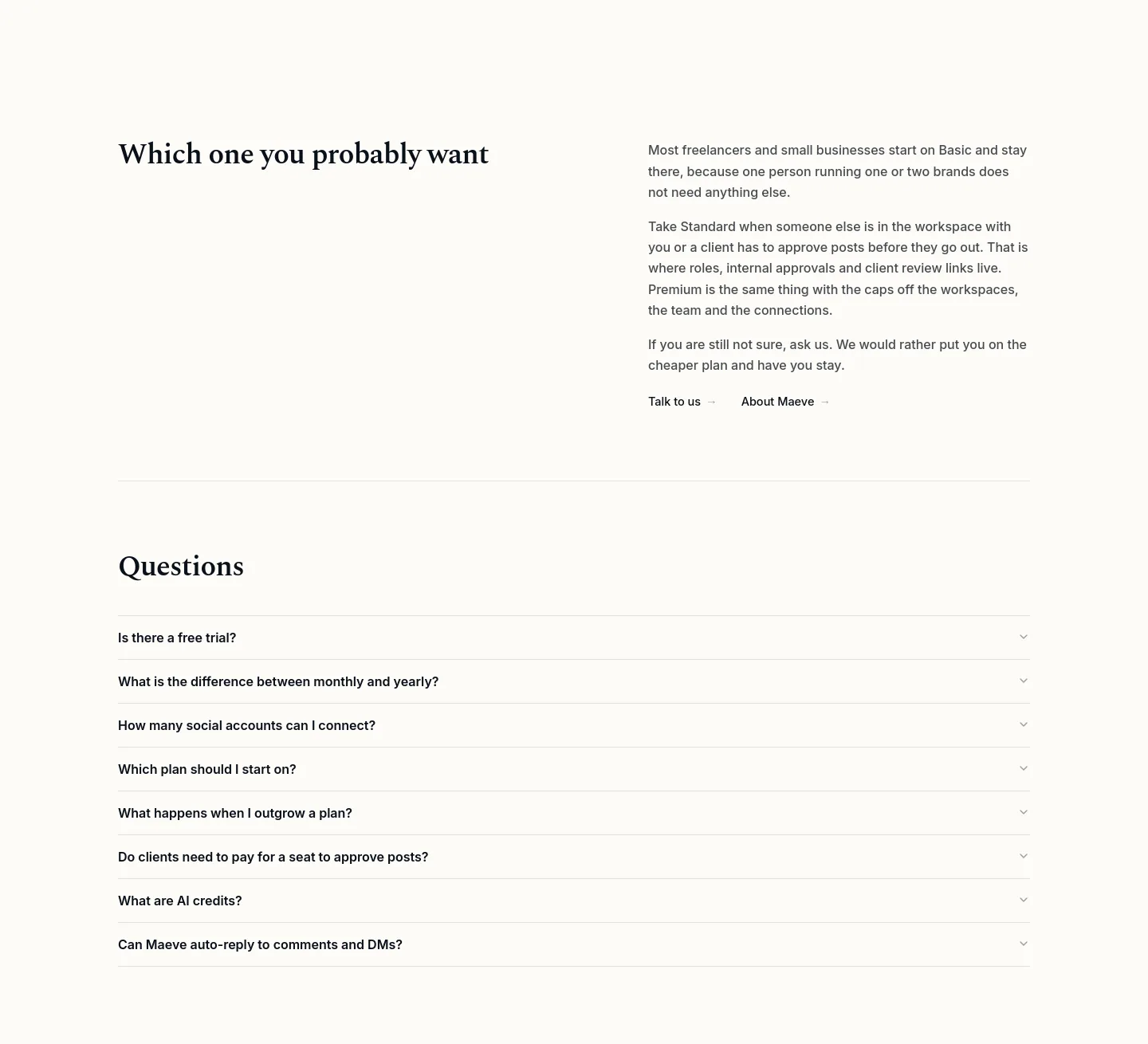 maevesocial.com FAQ section