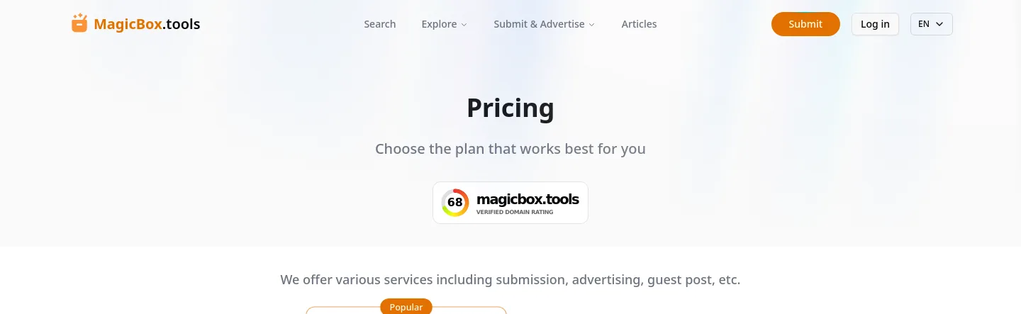 magicbox.tools — a real Hero section