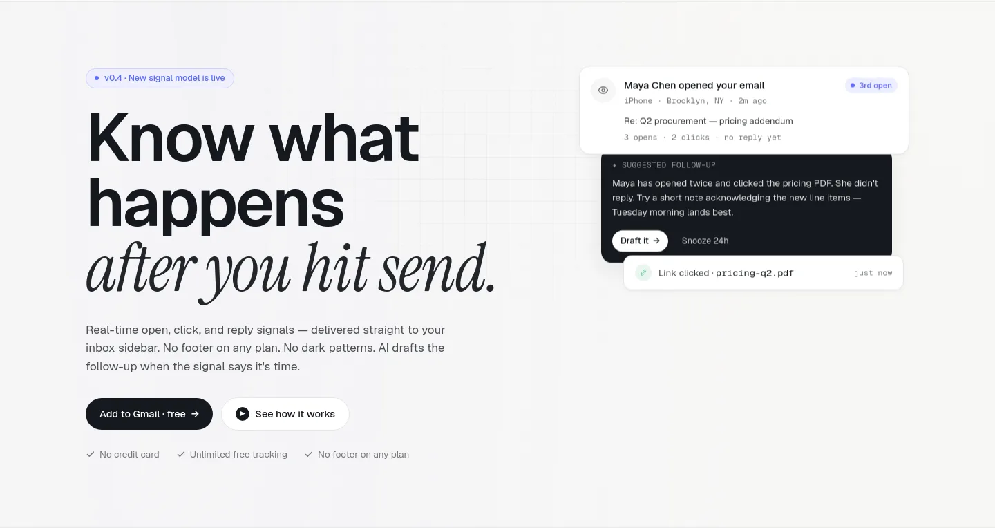 mailsenseai.com Hero section