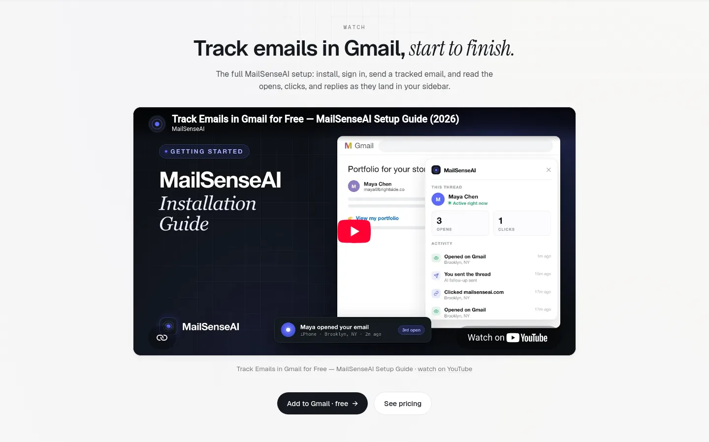 mailsenseai.com Hero section