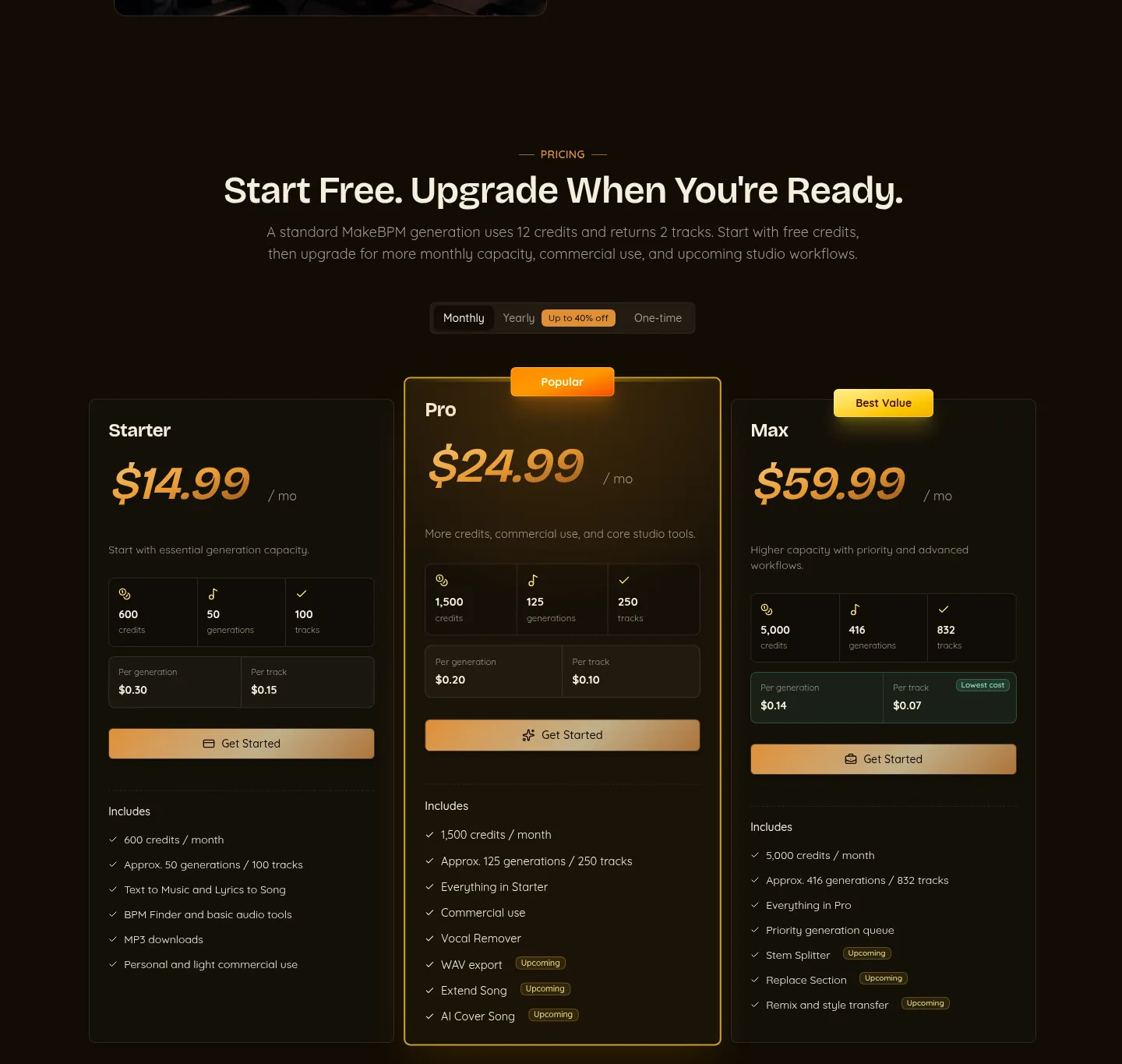 makebpm.com — a real Pricing section
