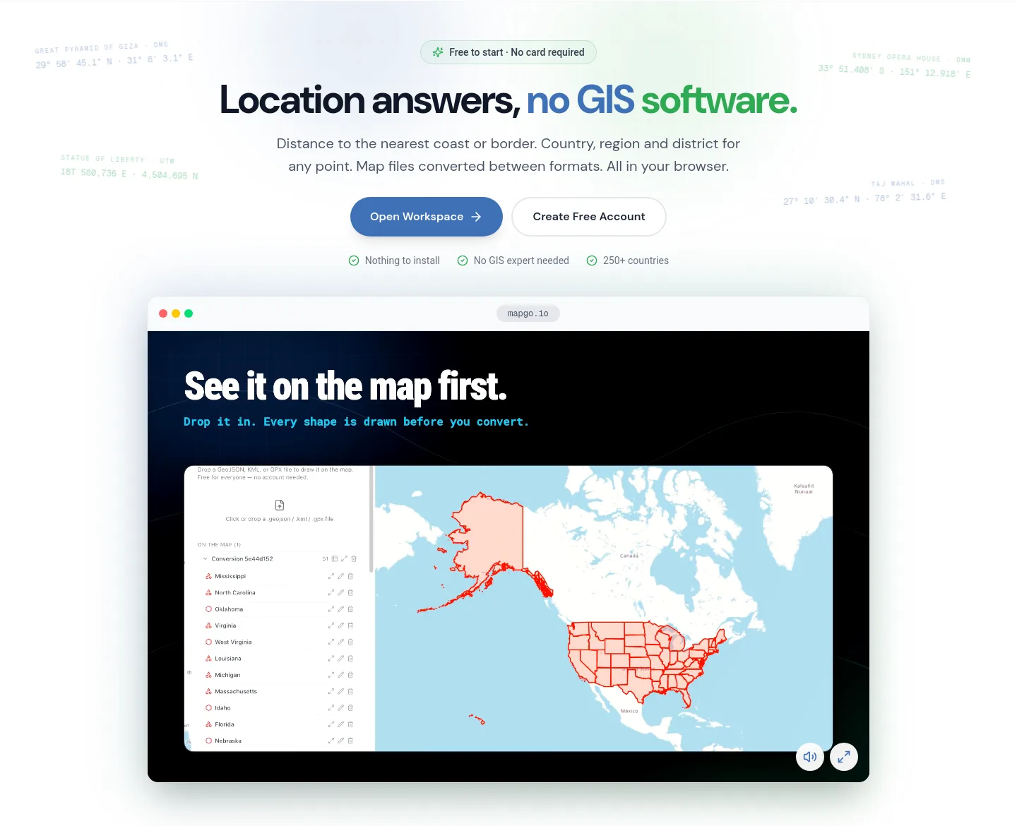 mapgo.io Hero section