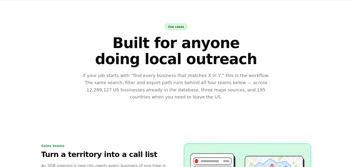 mapleads.ai — a real Hero section