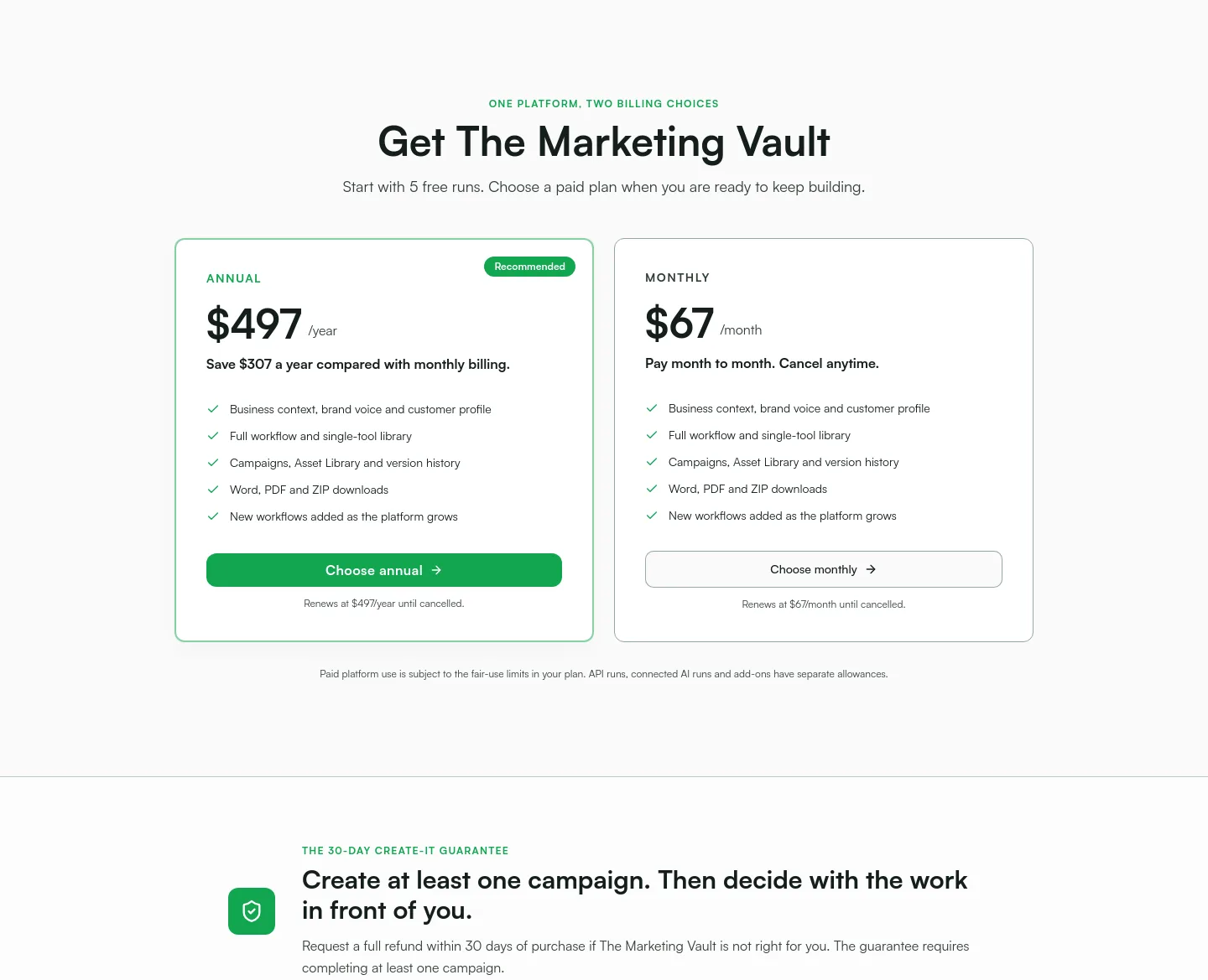 marketerprompts.com — a real Pricing section
