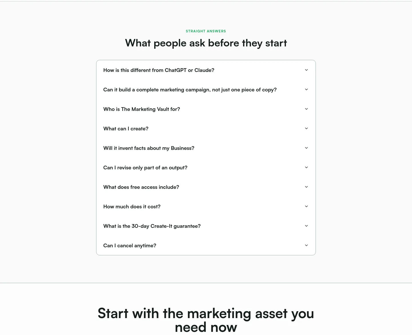 marketerprompts.com — a real FAQ section