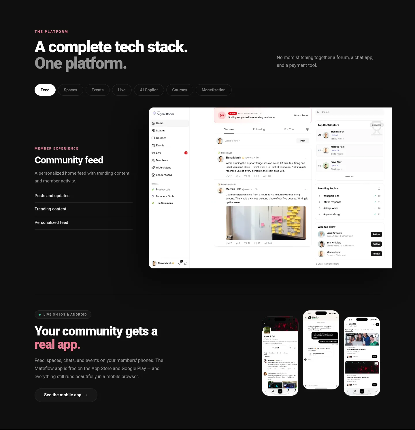 mateflow.com Features section