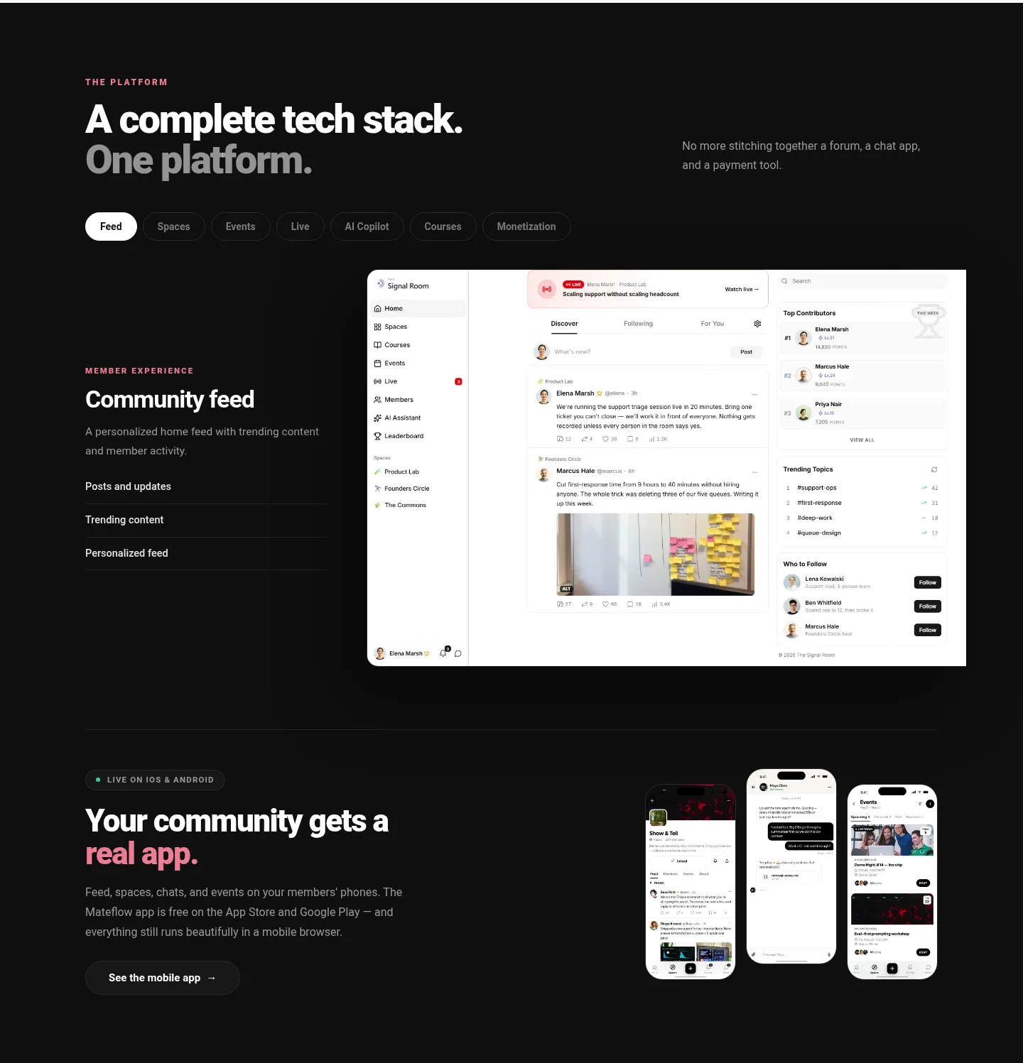 mateflow.com — a real Features section