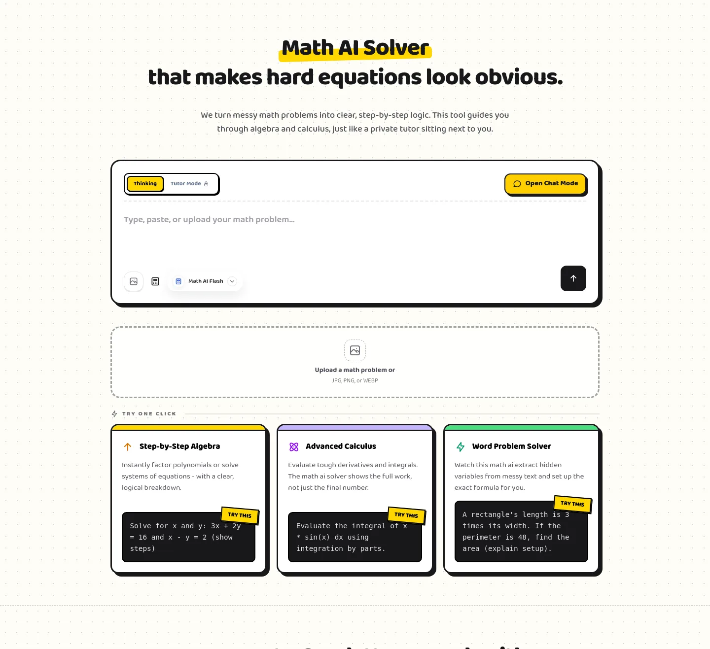 mathai.chat — a real Hero section