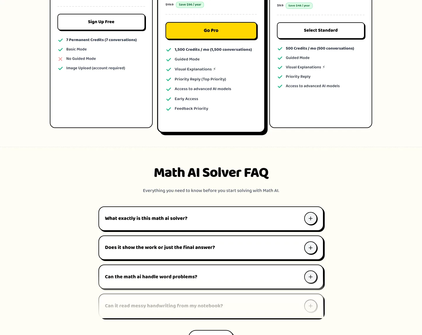 mathai.chat Pricing section