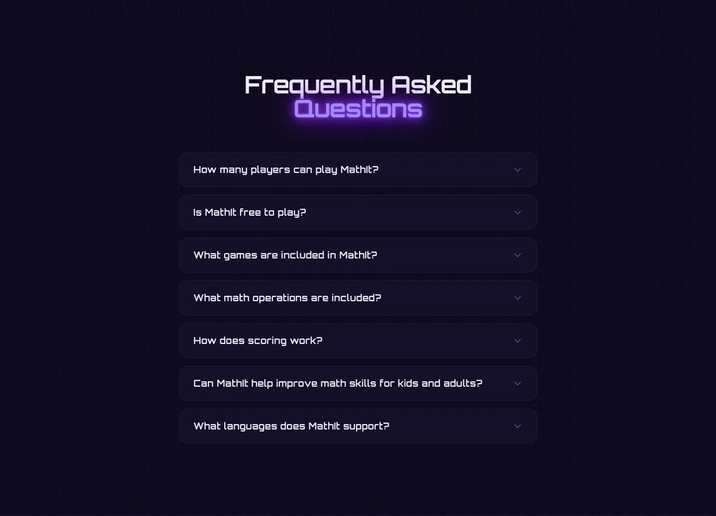 mathit.app — a real FAQ section