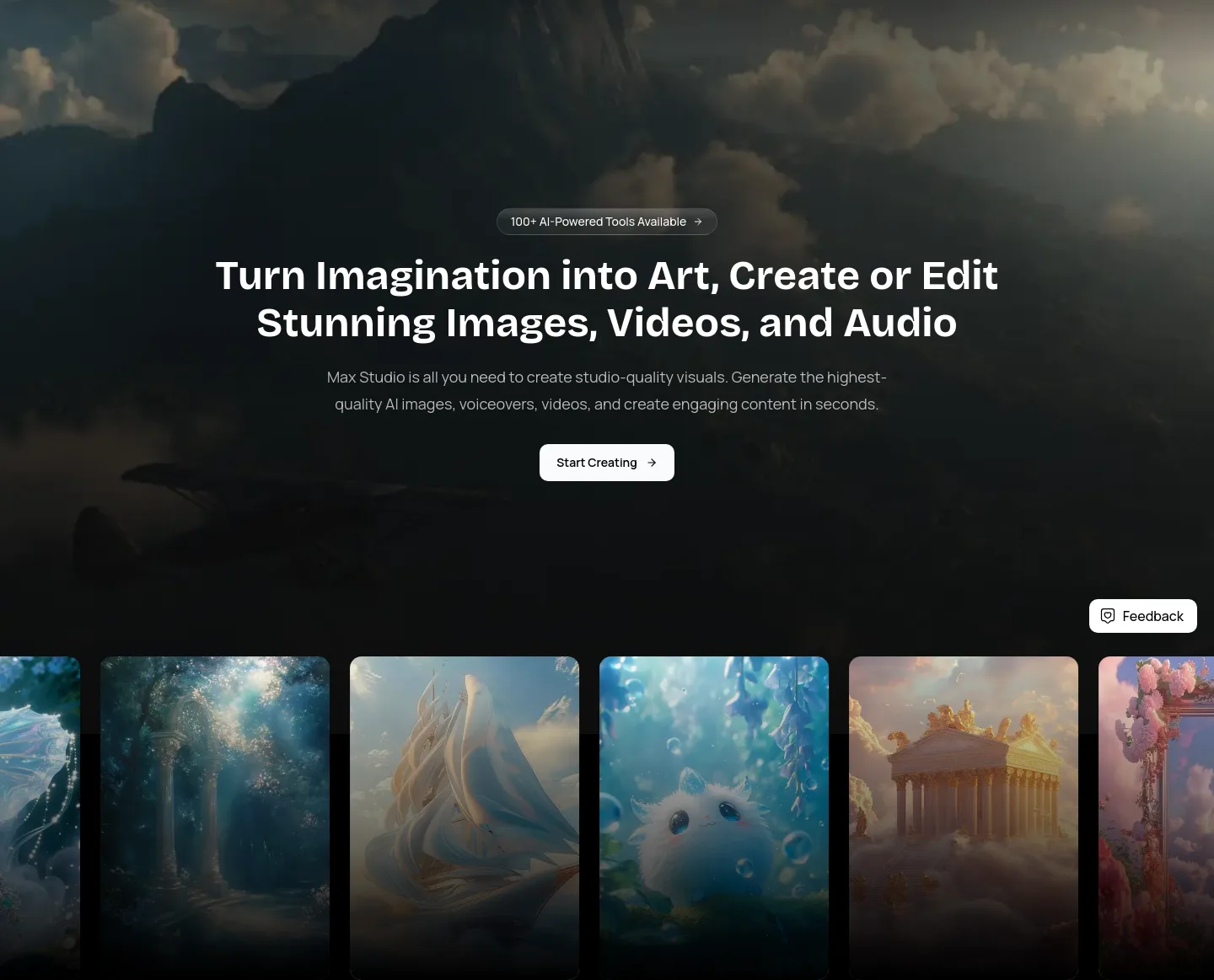 maxstudio.ai — a real Hero section